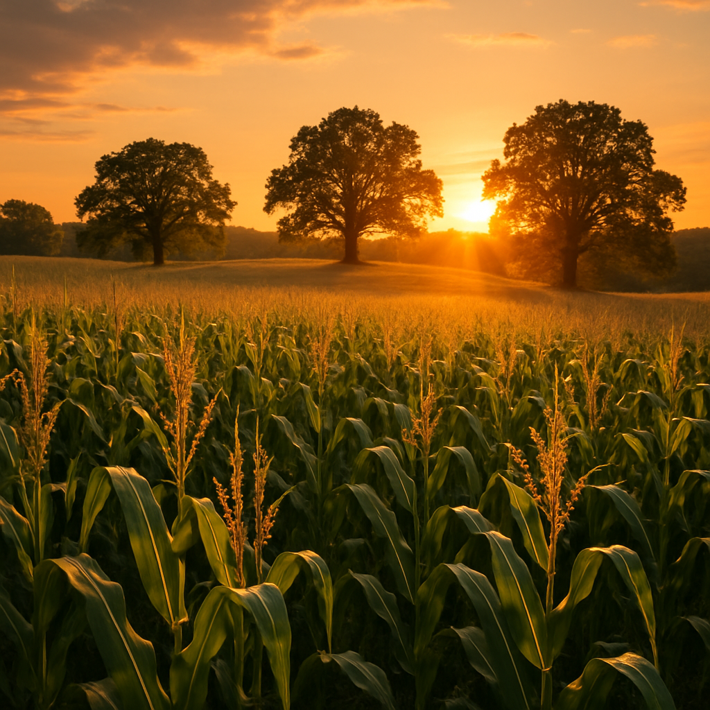 A pastoral scene of Liam Day's Michigan family farm, showcasing the agricultural heritage that spans five generations